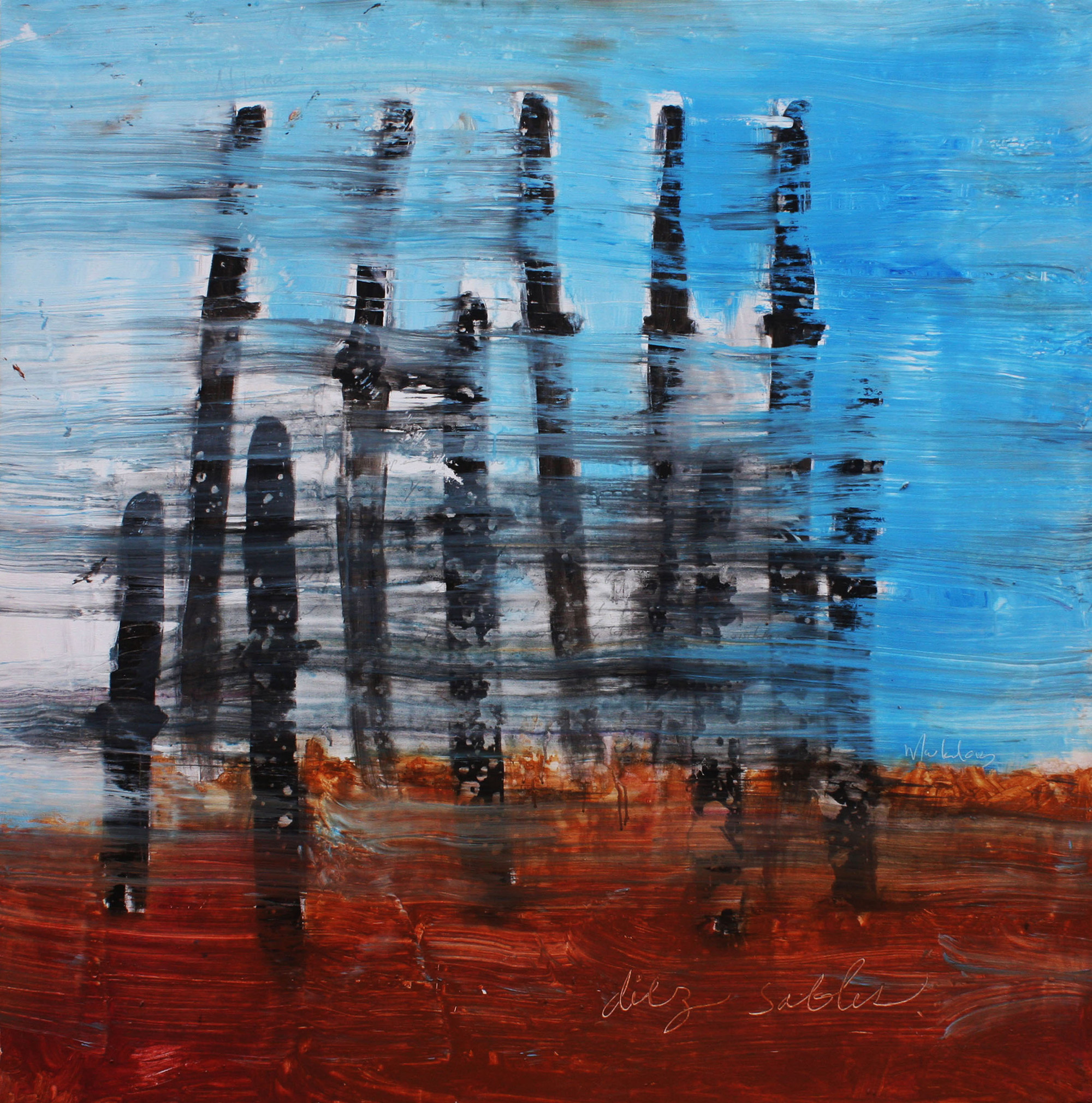 Diez sables. Acrílico sobre lienzo, 130x130 cm, 2016