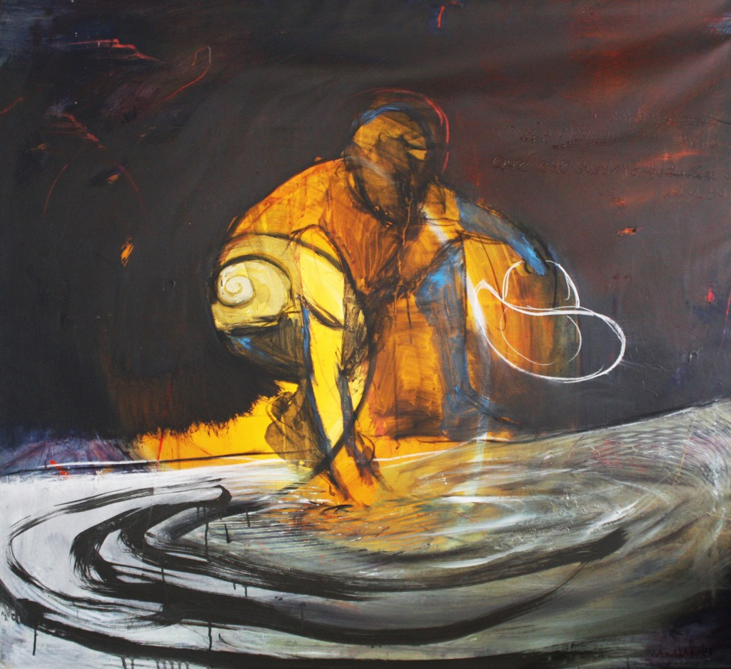 Posado sobre la noche — Acrílico sobre lienzo, 150x150 cm, 2017