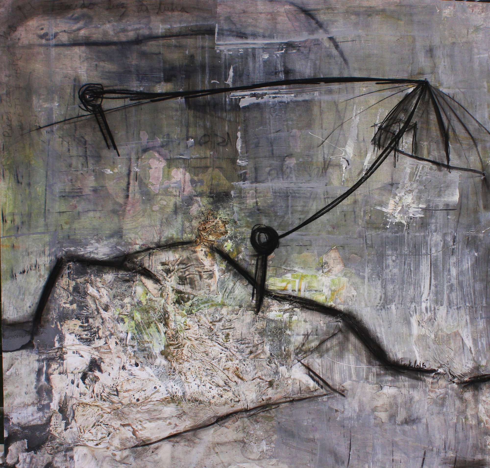Qué le digo a la luna. Técnica mixta sobre lienzo, 130x130 cm, 2016